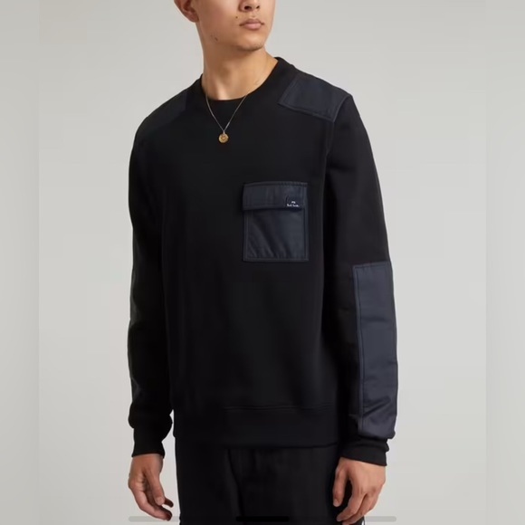 PS PAUL SMITH Contrast Black/Dark Midnight Organic Cotton Men’s XL Pullover - Picture 1 of 9